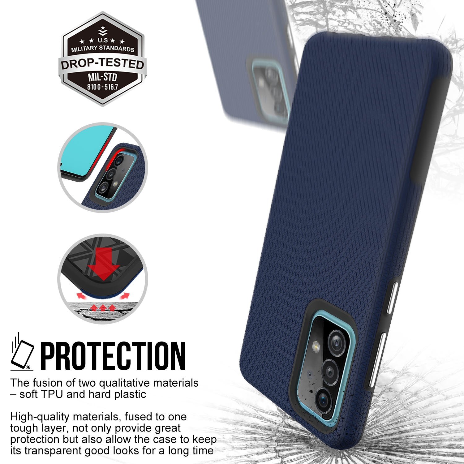 For Samsung Galaxy A52 4G 5G A52s 5G Protective Shell Triangle Military Grade Drop-proof TPU PC Hybrid Case Anti-fall Back Cover For Samsung Galaxy A52 4G 5G A52s 5G Protective Shell Triangle Military Grade Drop-proof TPU PC Hybrid Case Anti-fall Back Cover